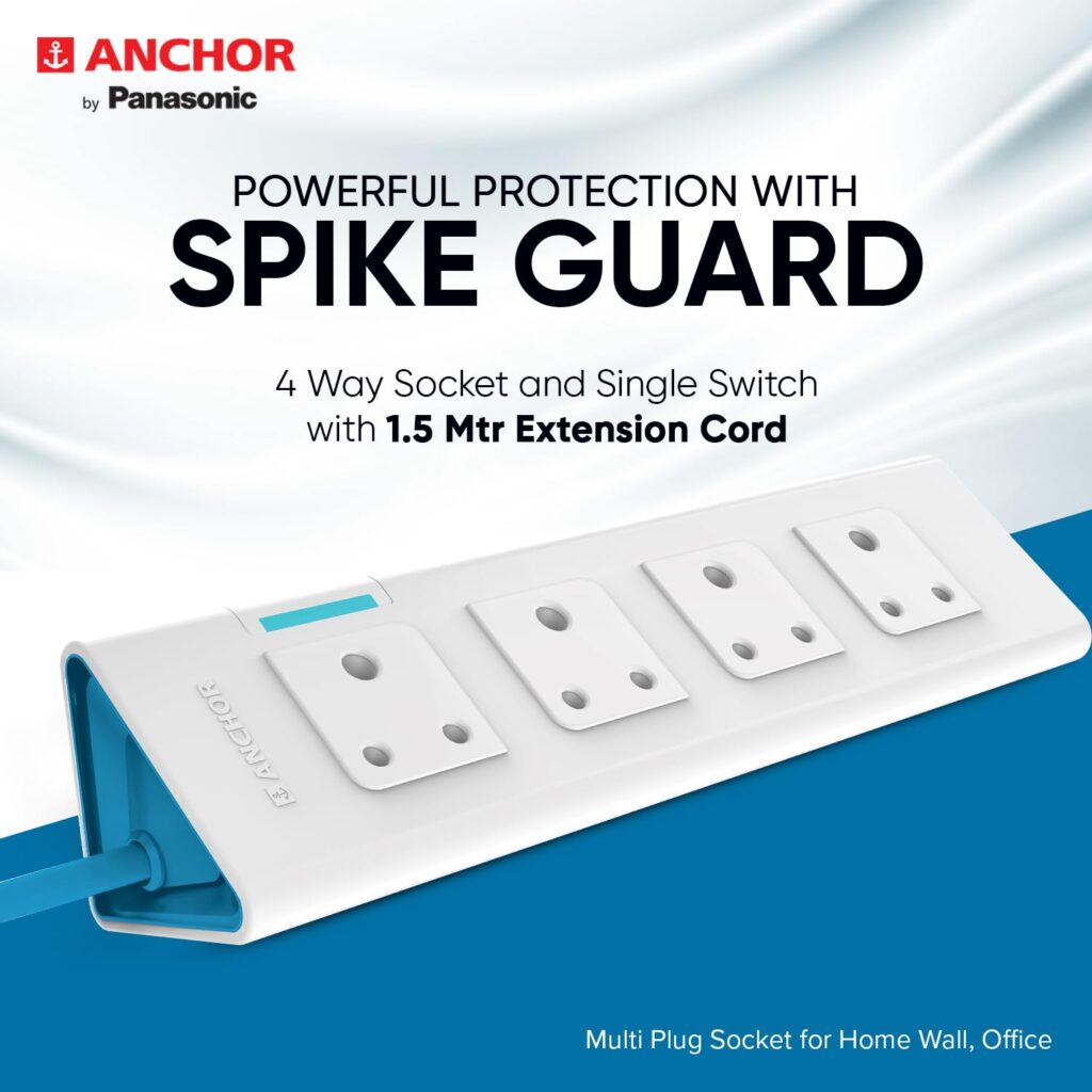 Anchor by Panasonic 4 way Extension Board Socket with Single Switch | 4 ...