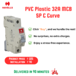 Havells DHMGCSPF032 PVC Plastic 32A MCB SP C Curve (White)